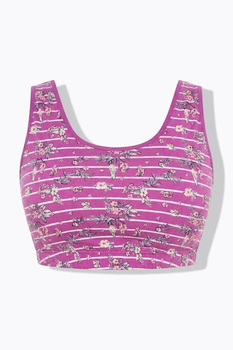 Bustier, rayures/imprimé floral, col rond