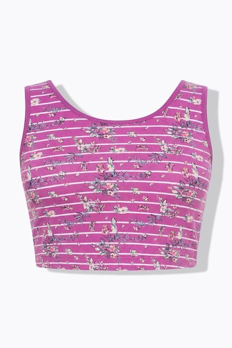 Bustier, rayures/imprimé floral, col rond