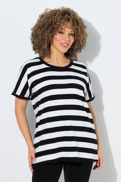 T-shirt rayé oversize, décolleté rond et manches courtes