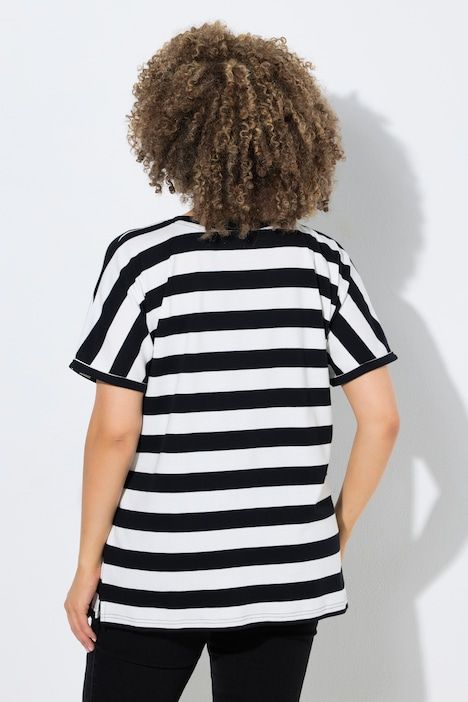 T-shirt rayé oversize, décolleté rond et manches courtes