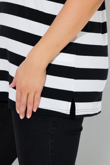 T-shirt rayé oversize, décolleté rond et manches courtes