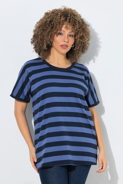 T-shirt rayé oversize, décolleté rond et manches courtes