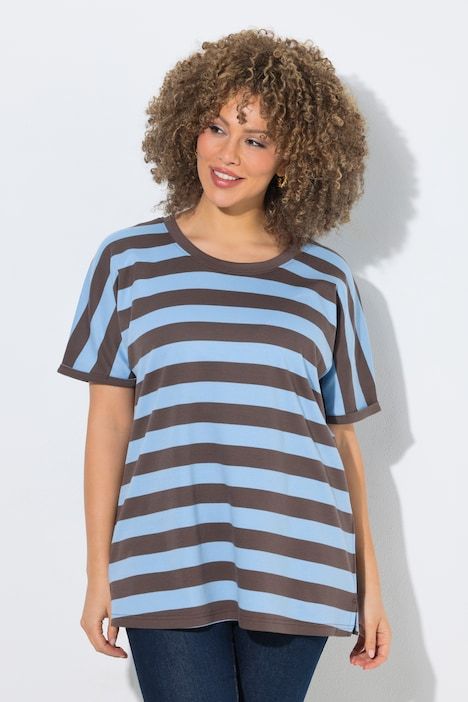 T-shirt rayé oversize, décolleté rond et manches courtes