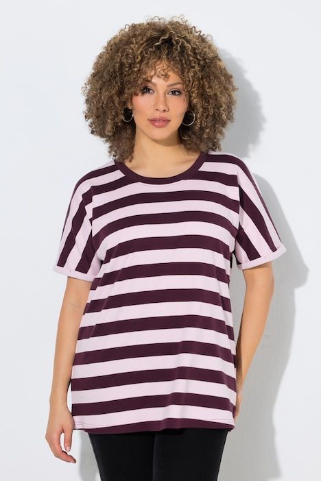 T-shirt rayé oversize, décolleté rond et manches courtes