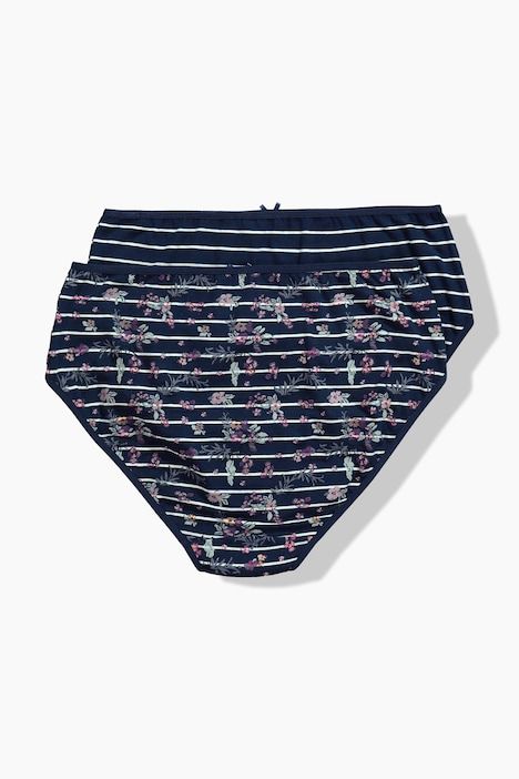 Culottes midi, lot de 2, imprimé floral/rayures, coton bio