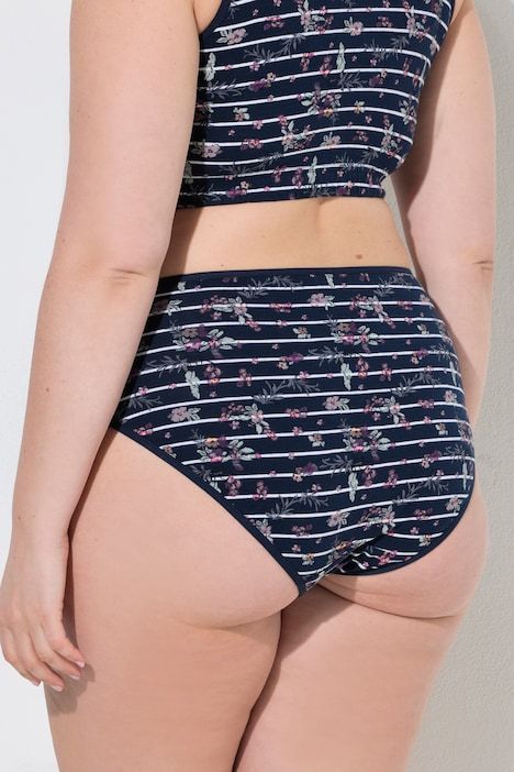 Culottes midi, lot de 2, imprimé floral/rayures, coton bio
