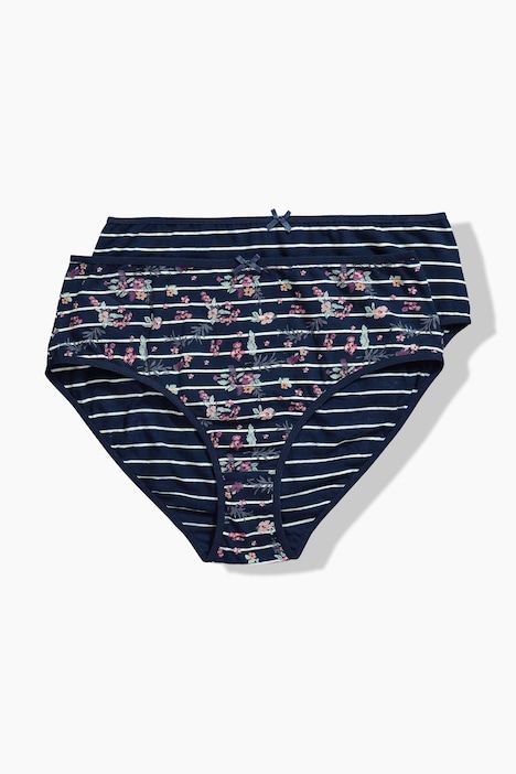 Culottes midi, lot de 2, imprimé floral/rayures, coton bio