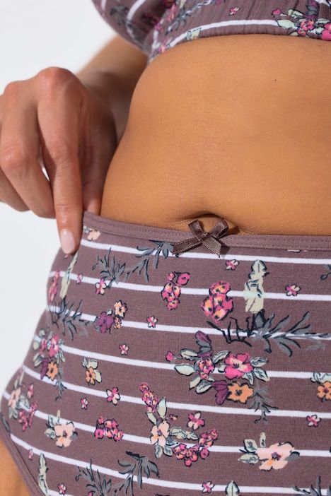 Culottes midi, lot de 2, imprimé floral/rayures, coton bio