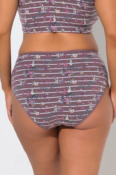 Culottes midi, lot de 2, imprimé floral/rayures, coton bio