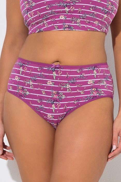 Culottes midi, lot de 2, imprimé floral/rayures, coton bio