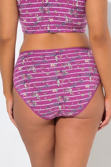 Culottes midi, lot de 2, imprimé floral/rayures, coton bio