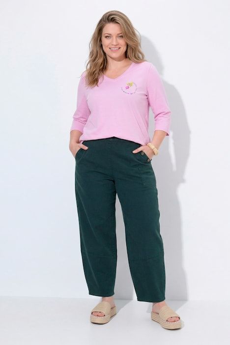 Pantalon Barrel en coton bio, jambe large et taille confortable