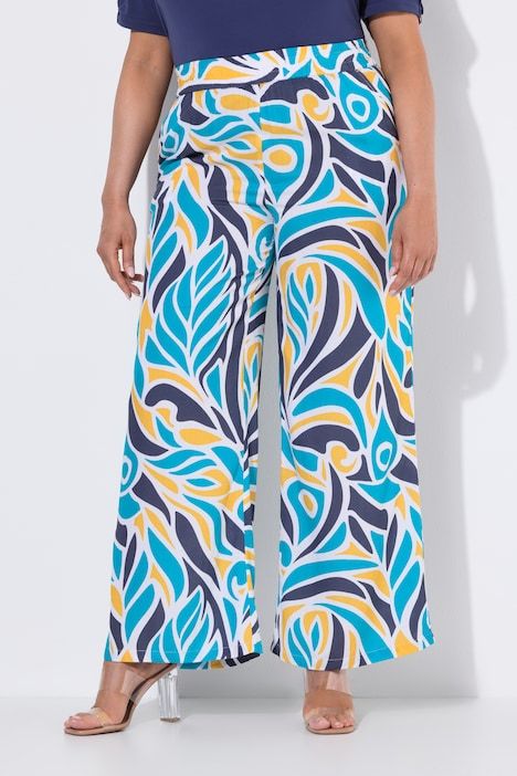 Pantalon large à ceinture élastique et imprimé
