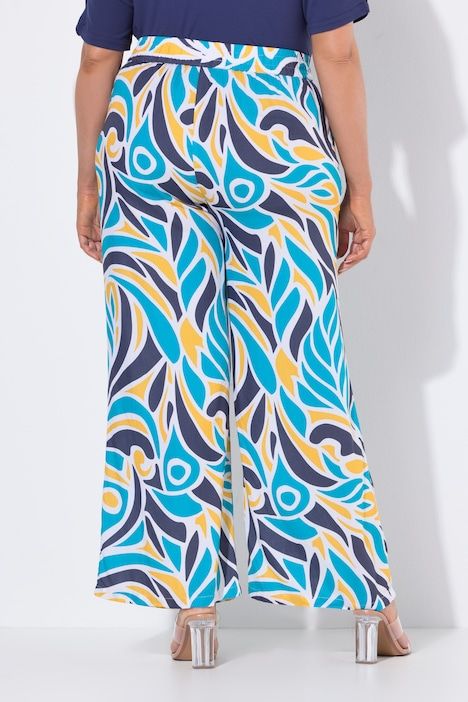Pantalon large à ceinture élastique et imprimé