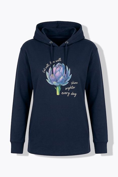 Sweat-shirt à capuche en coton bio, motif artichaut, manches longues