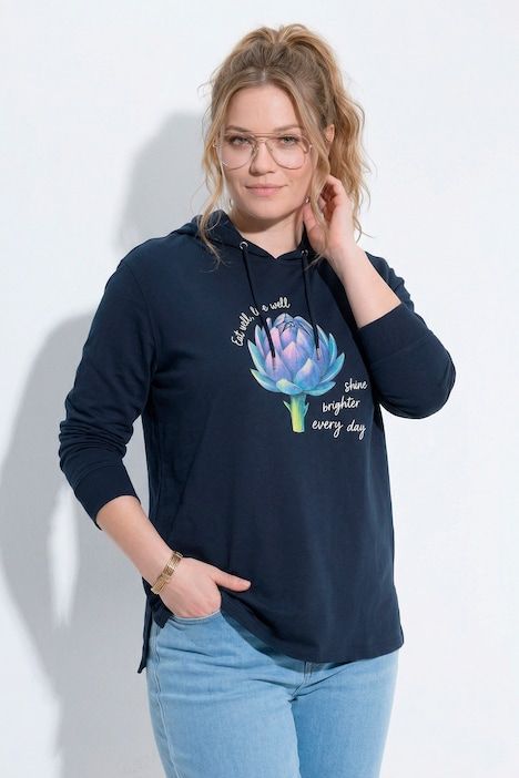 Sweat-shirt à capuche en coton bio, motif artichaut, manches longues
