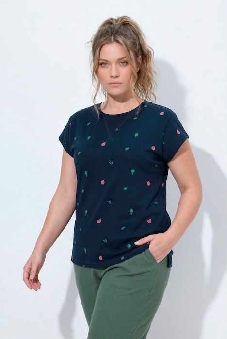 T-shirt en coton bio, motif artichauts, décolleté rond et manches courtes
