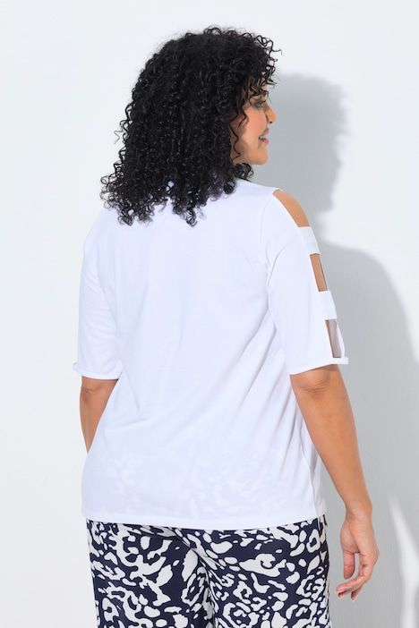 T-shirt décolleté en V et manches courtes, découpes au niveau des épaules