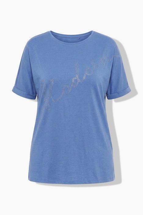T-shirt oversize, message en lettres scintillantes, décolleté rond et manches courtes