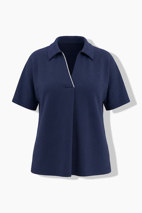 T-shirt oversize, liseré fantaisie, col chemise et manches courtes