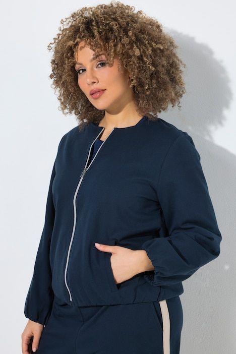 Veste en molleton, manches ballon, décolleté rond et base élastique