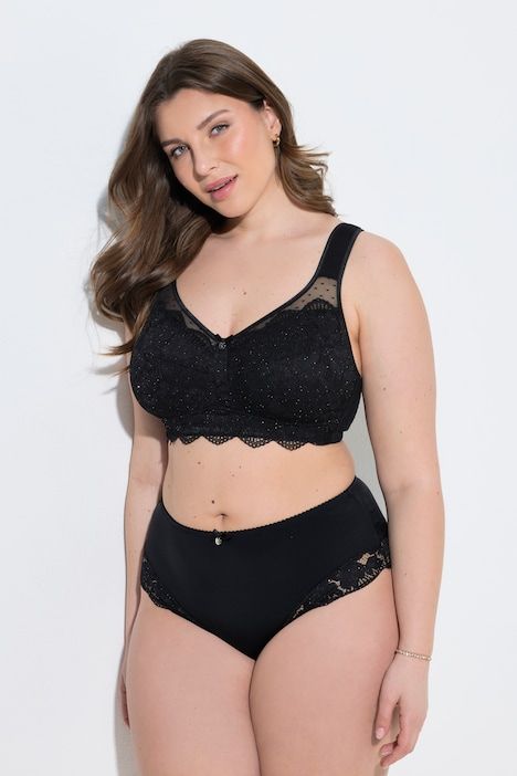 Soutien-gorge souple, sans armatures, paillettes et dentelle - bonnet C-F