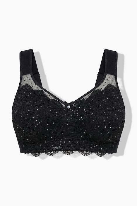 Soutien-gorge souple, sans armatures, paillettes et dentelle - bonnet C-F
