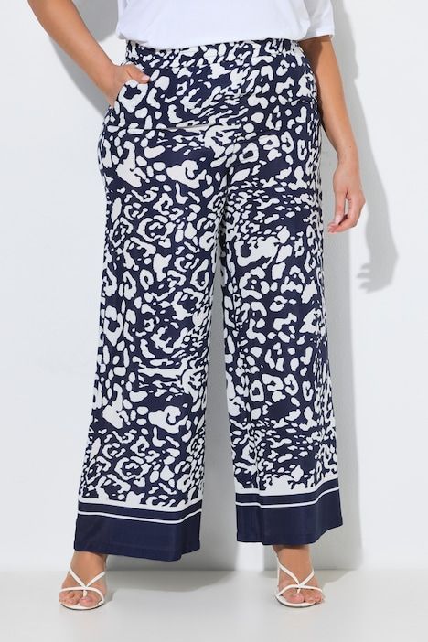Pantalon à enfiler, jambe large, motif animal et taille élastique