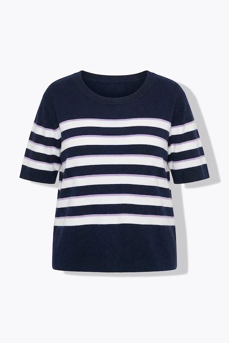 Pull à rayures, col rond et manches courtes