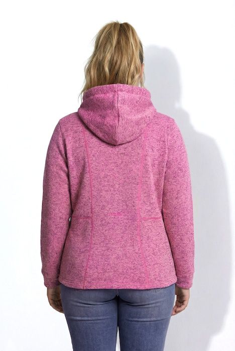 Veste en maille polaire, capuche et fermeture à glissière à double sens, coutures fantaisie