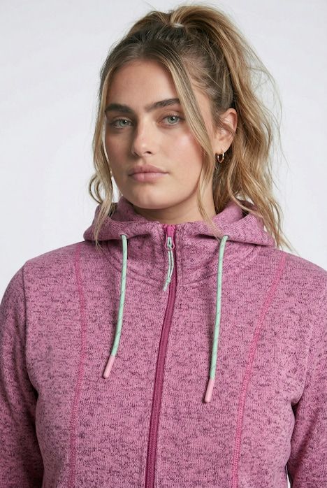 Veste en maille polaire, capuche et fermeture à glissière à double sens, coutures fantaisie