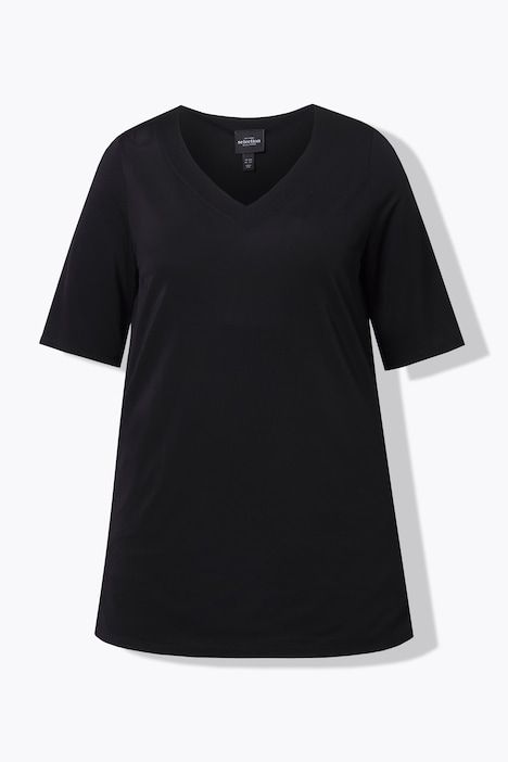 T-shirt au tombé fluide, décolleté cœur et manches courtes, coupe évasée