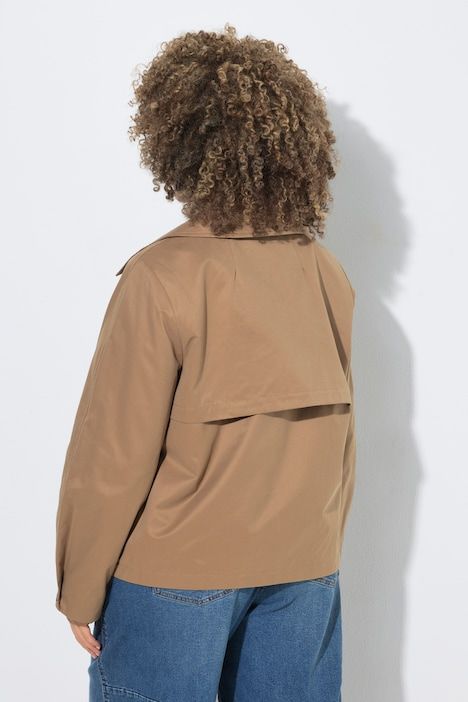 Trench-coat court, col à revers, double rangée de boutons et manches longues