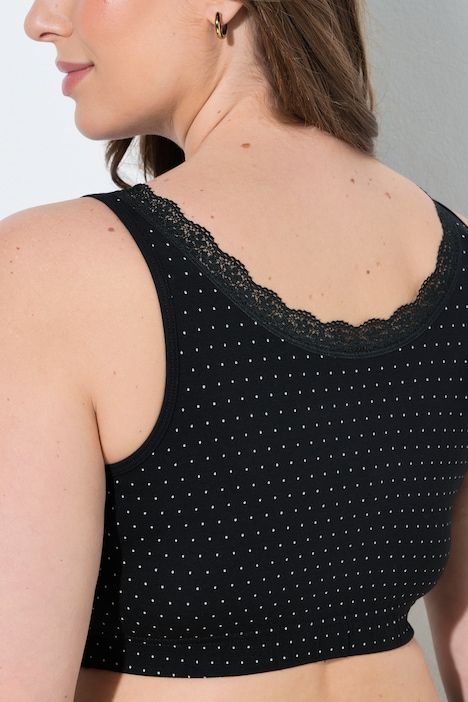 Lot de 2 brassières, pois/uni, dentelle et décolleté en V