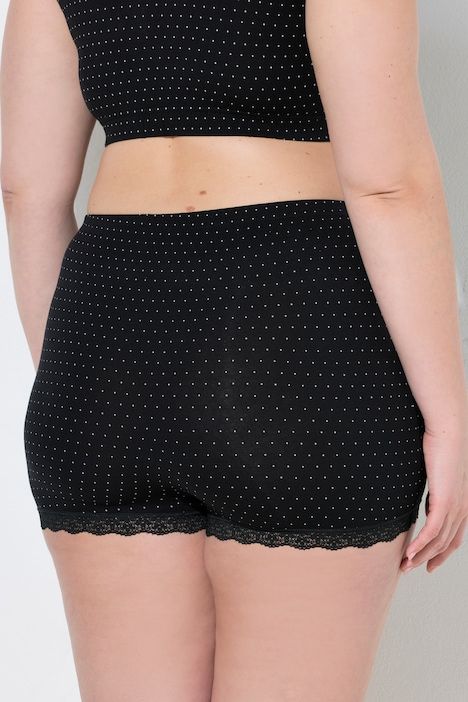 Lot de 3 shorties, pois/uni, tour de cuisse peu échancré