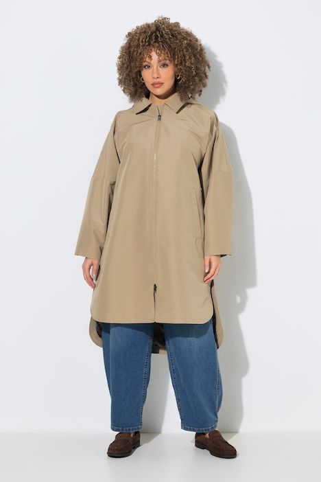 Manteau oversize, col chemise, capuche et doublure à carreaux