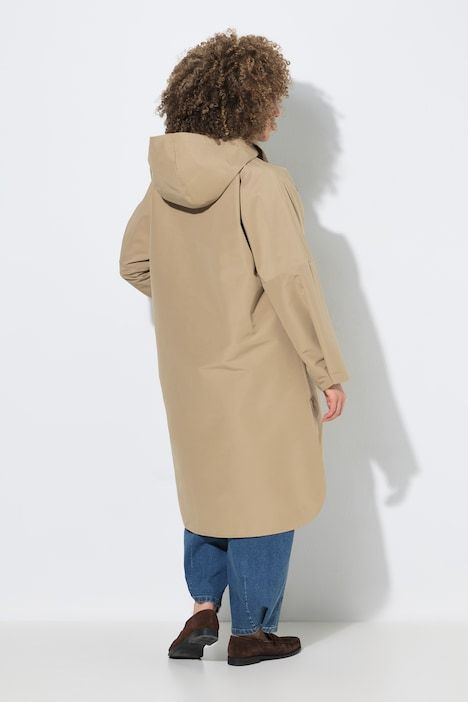 Manteau oversize, col chemise, capuche et doublure à carreaux