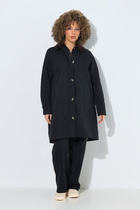 Barnjacket, doublure en chambray, col en velours côtelé et coupe évasée