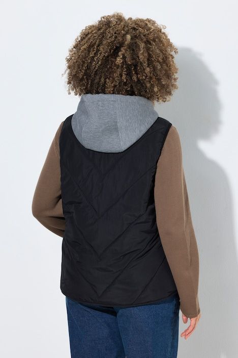 Veste matelassée HYPRAR, modèles sans manches, tissu Crincle effet froissé, capuche, fermeture à glissière à double sens