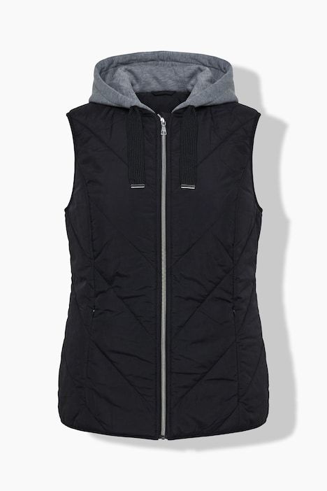 Veste matelassée HYPRAR, modèles sans manches, tissu Crincle effet froissé, capuche, fermeture à glissière à double sens