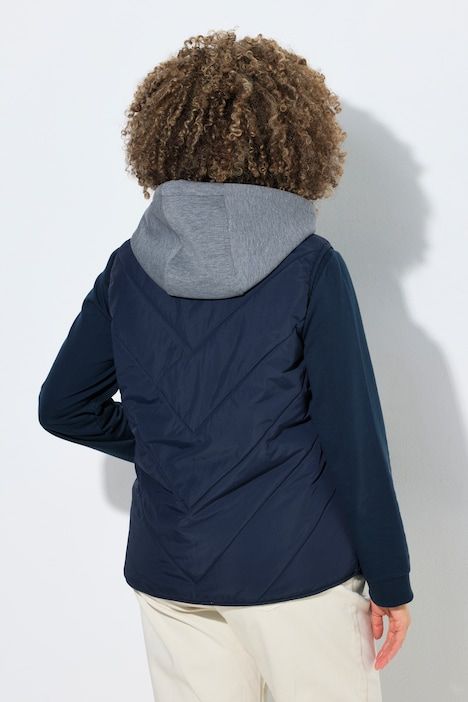 Veste matelassée HYPRAR, modèles sans manches, tissu Crincle effet froissé, capuche, fermeture à glissière à double sens