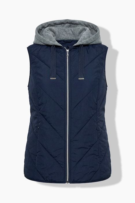 Veste matelassée HYPRAR, modèles sans manches, tissu Crincle effet froissé, capuche, fermeture à glissière à double sens
