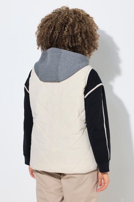 Veste matelassée HYPRAR, modèles sans manches, tissu Crincle effet froissé, capuche, fermeture à glissière à double sens