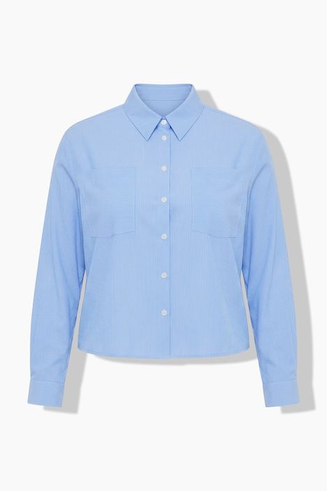 Chemisier rayé, poches sur la poitrine, col chemise et manches longues