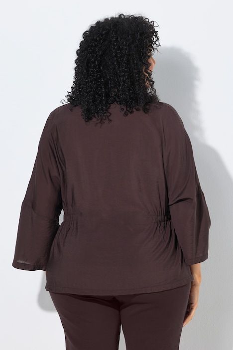 Blouse avec empiècements élastiques, décolleté carré et manches longues