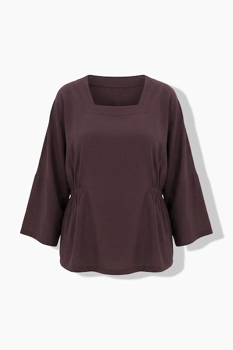 Blouse avec empiècements élastiques, décolleté carré et manches longues