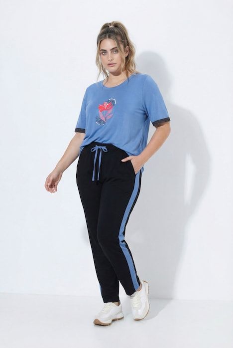 Pantalon de jogging, bande contrastante le long de la jambe, taille élastique avec cordon à nouer
