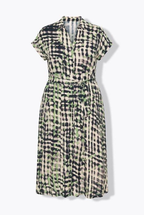Robe maxi, ceinture à nouer, col chemise et poche poitrine
