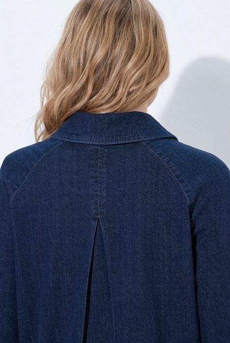 Trench-coat en jean, coton bio, coupe Boxy Fit et double patte de boutonnage