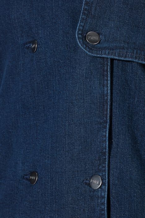Trench-coat en jean, coton bio, coupe Boxy Fit et double patte de boutonnage